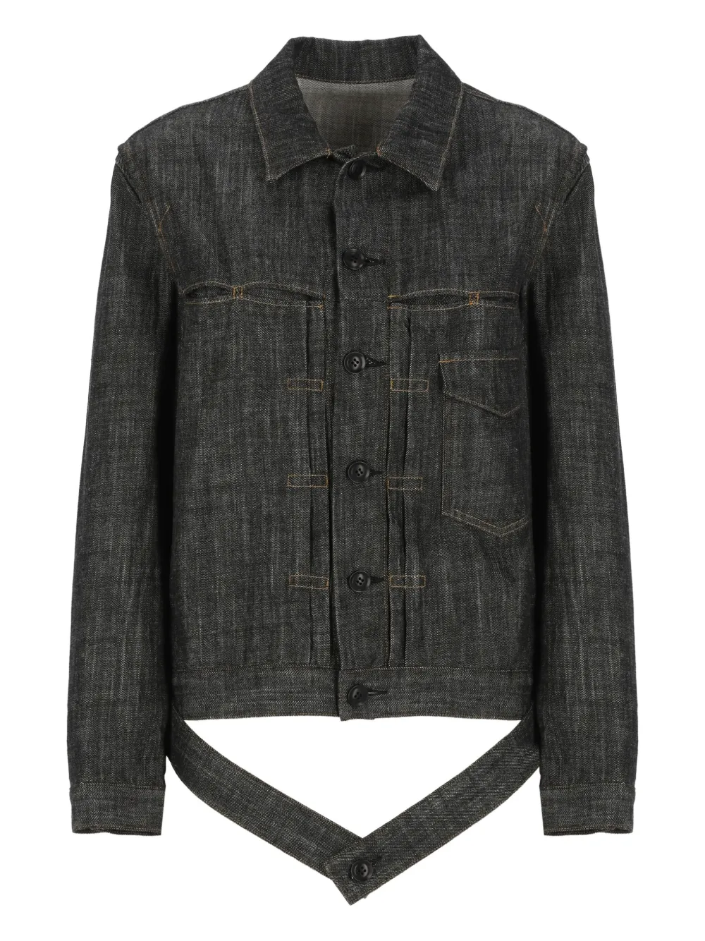 button-fastening flap-pocket jacket