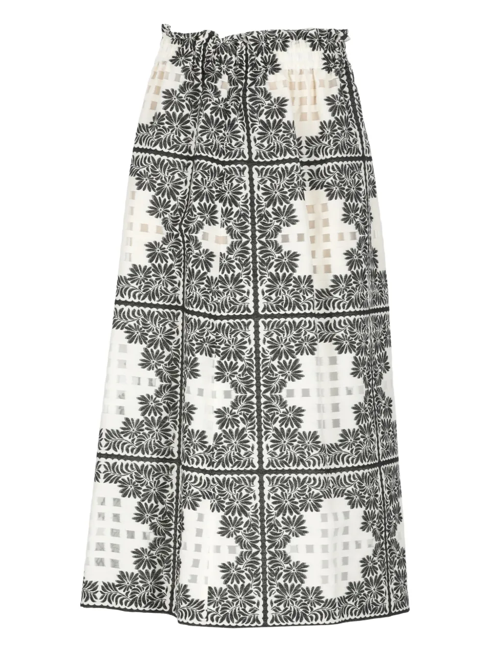 PT Torino Midi-rok met elastische taille en bloemenprint Beige
