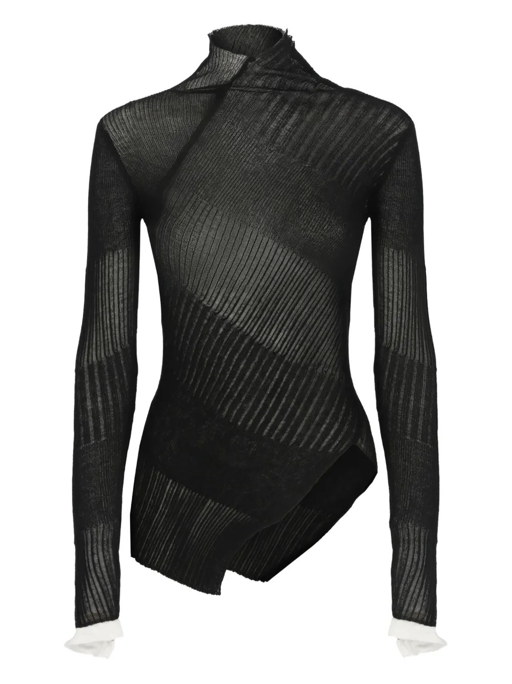 high-neck ribbed sweater