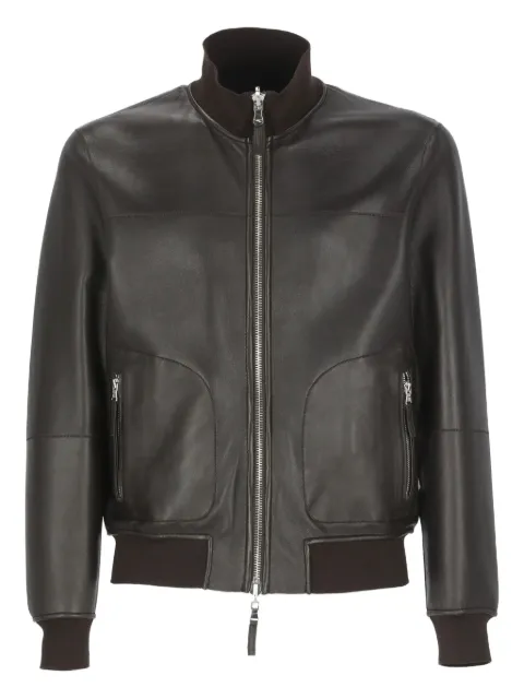 THE JACK LEATHERS ribbed-trim leather jacket