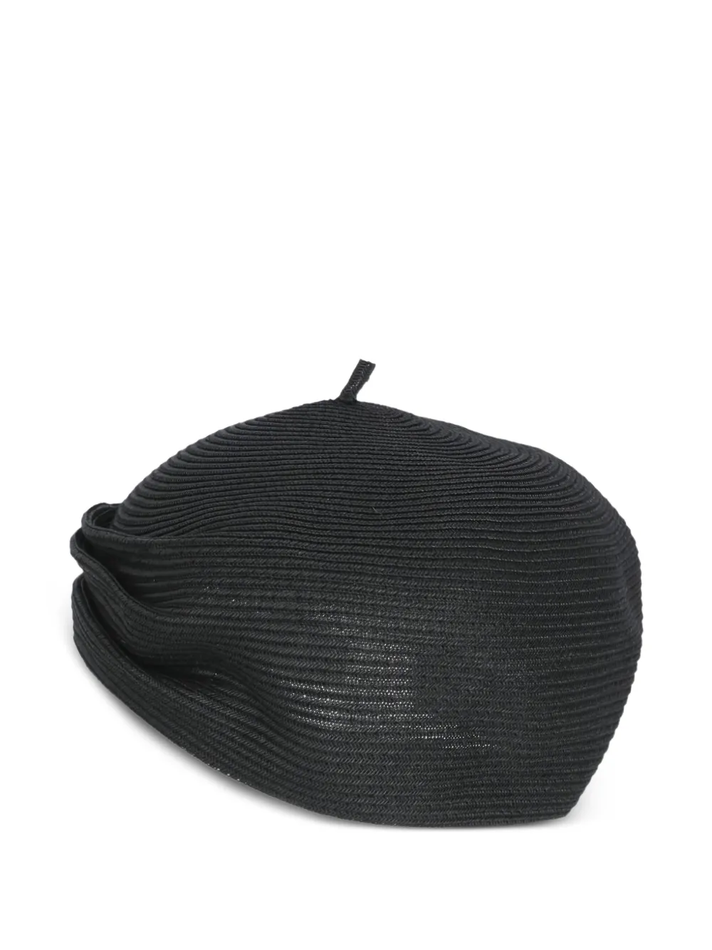 Y's Baret met raffia textuur Zwart