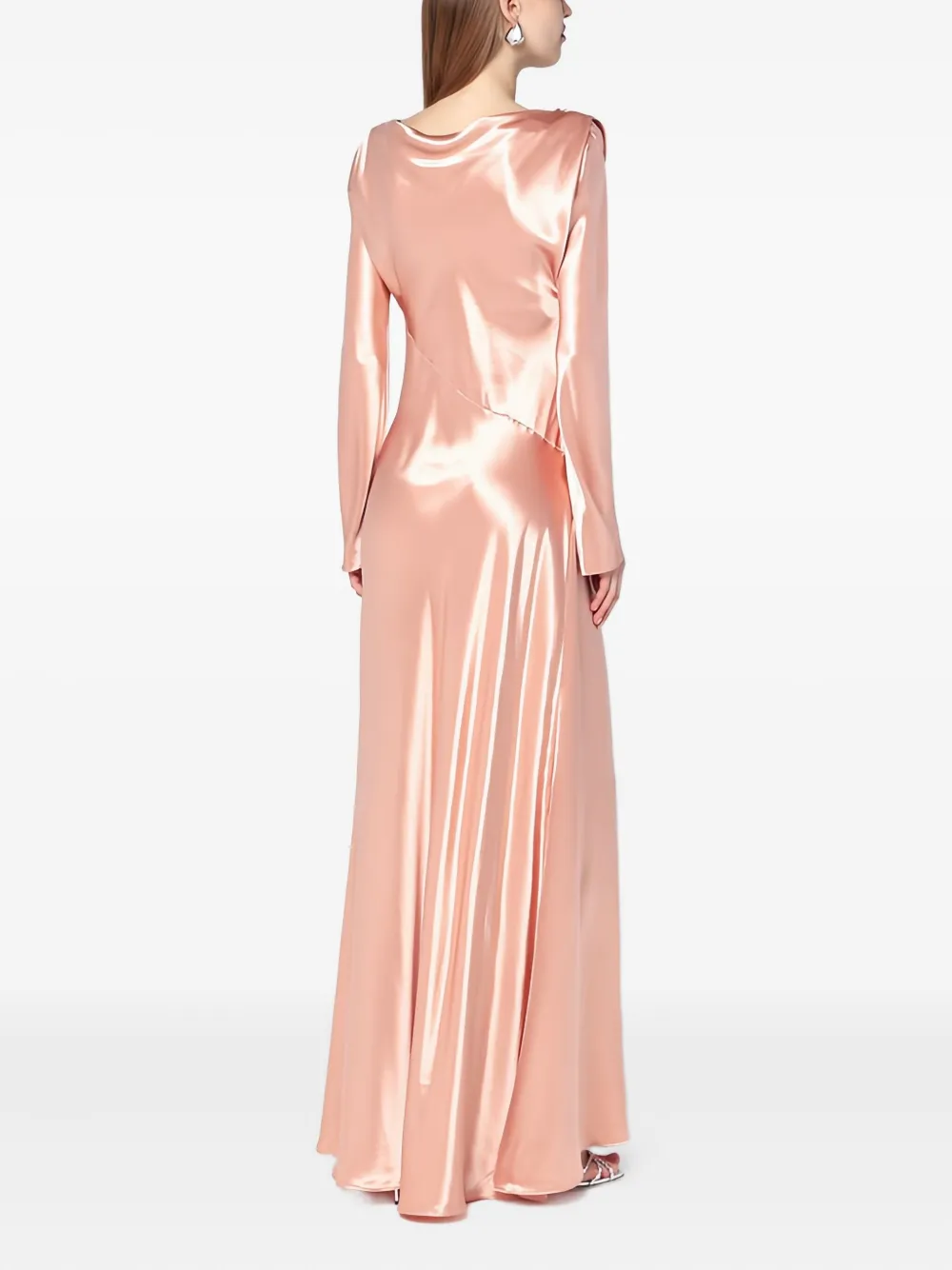 Alberta Ferretti Satijnen maxi-jurk met col Roze