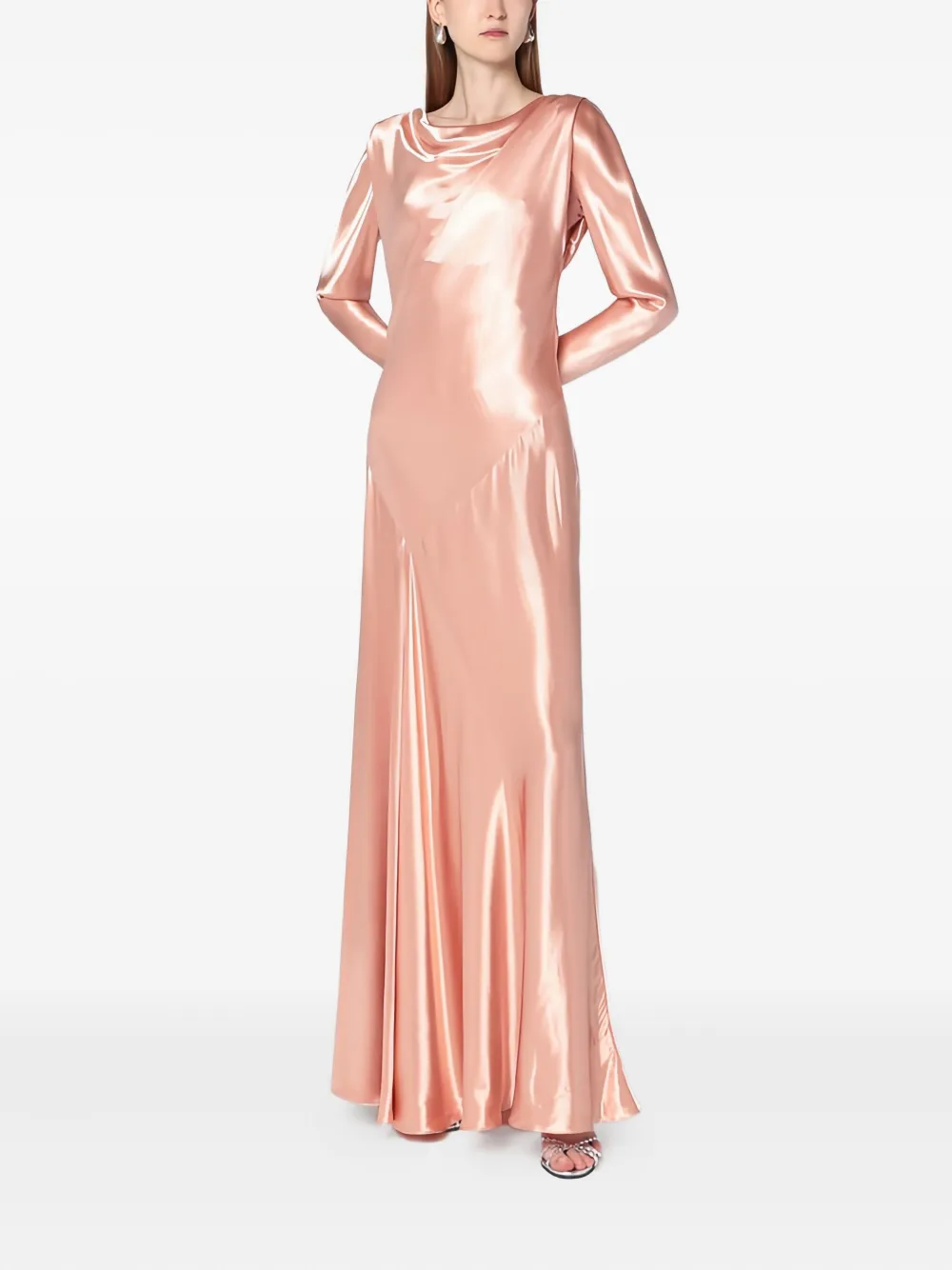 Alberta Ferretti Satijnen maxi-jurk met col - Roze