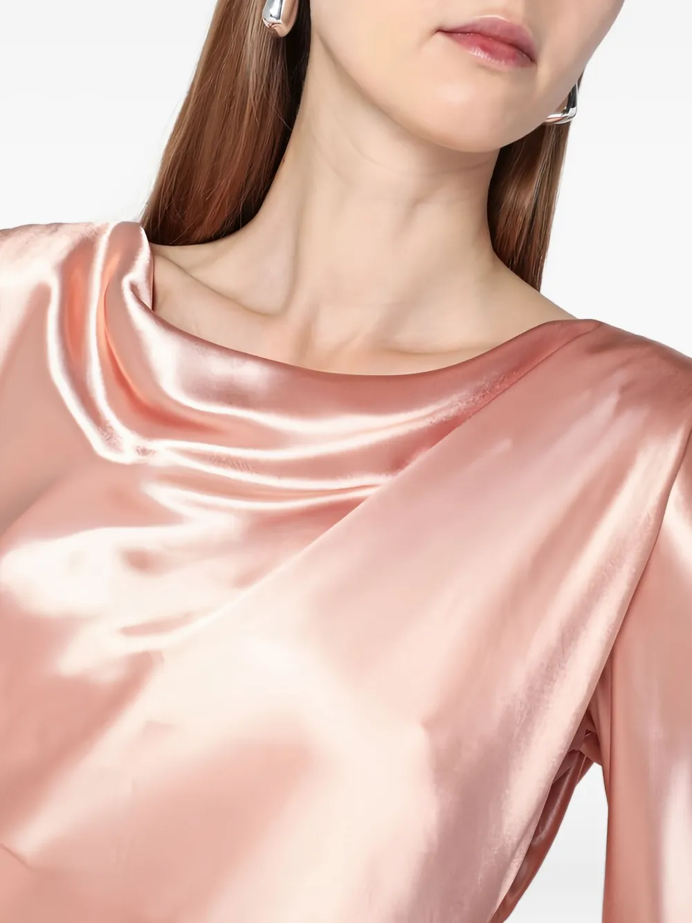 Alberta Ferretti Satijnen maxi-jurk met col Roze