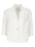 120% Lino embroidered V-neck linen blazer - White