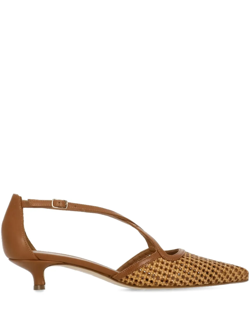 The Seller 40mm woven ankle-strap pumps Brown