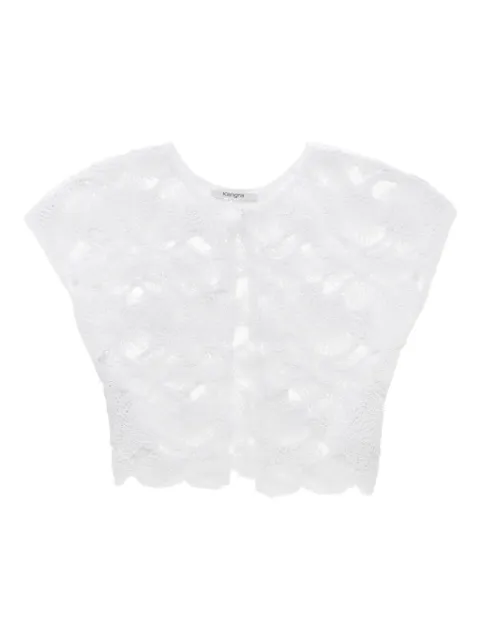 Kangra crochet-knit short-sleeved cardigan