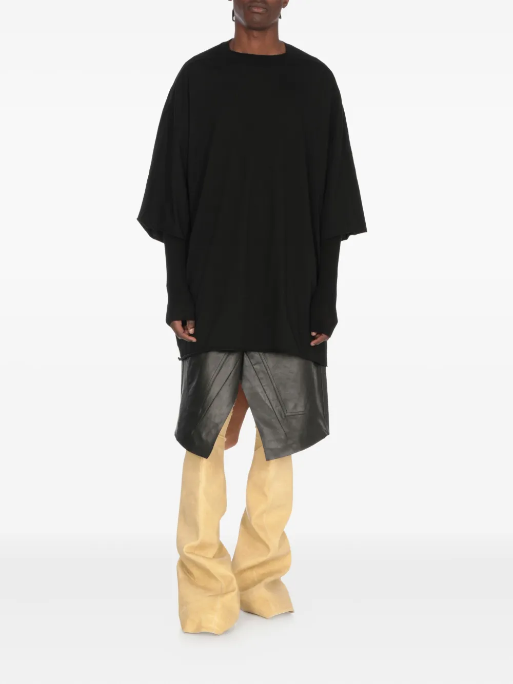 Rick Owens Drkshdw Round-toe Seam-detail Boots In Neutral
