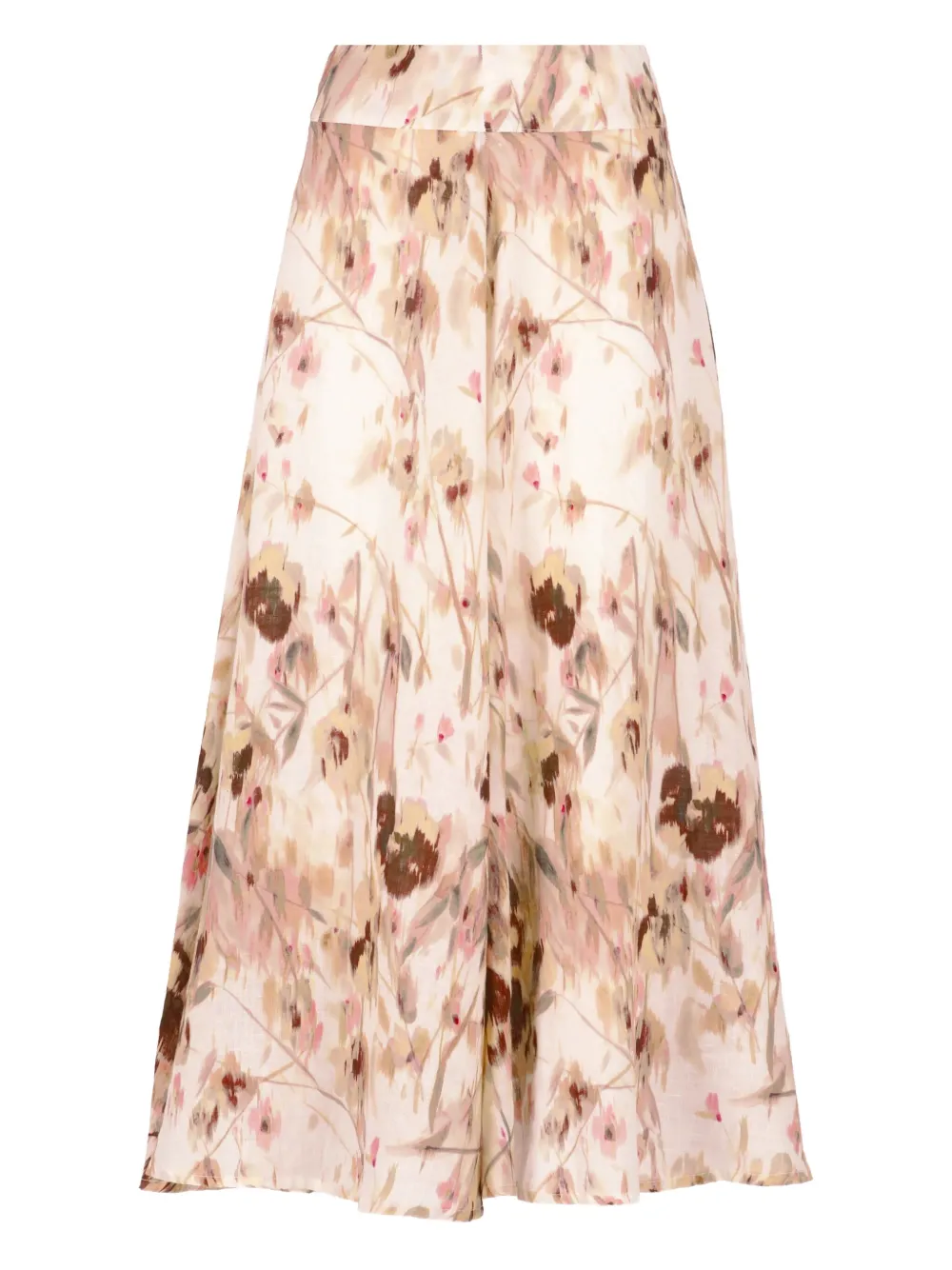 floral-print side-zip midi skirt