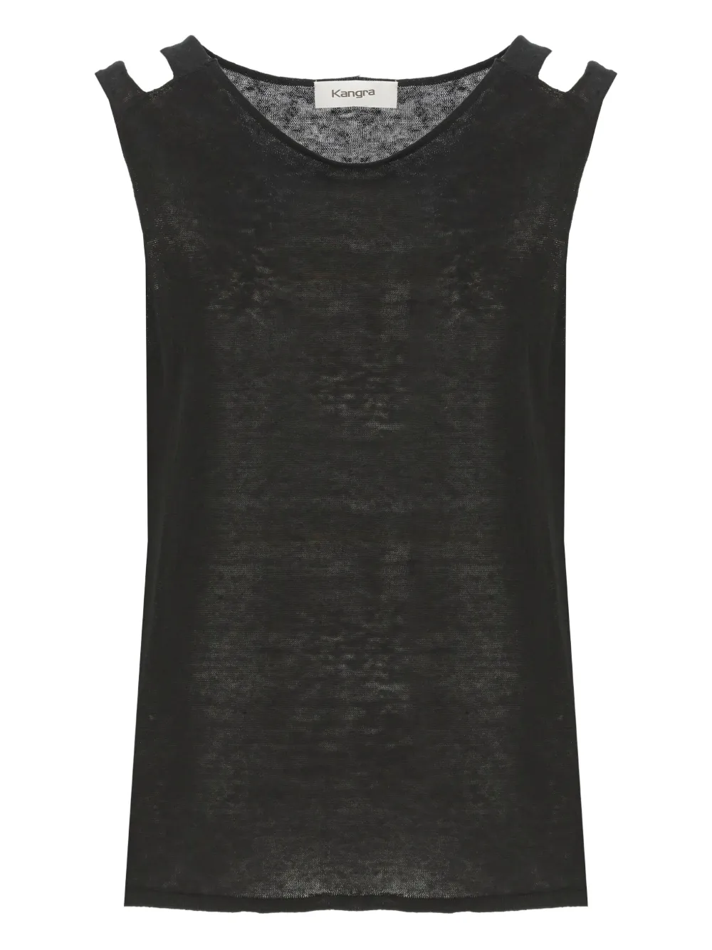 shoulder-cut linen top