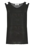Kangra shoulder-cut linen top - Black
