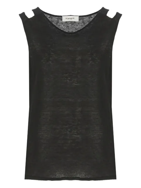 Kangra shoulder-cut linen top