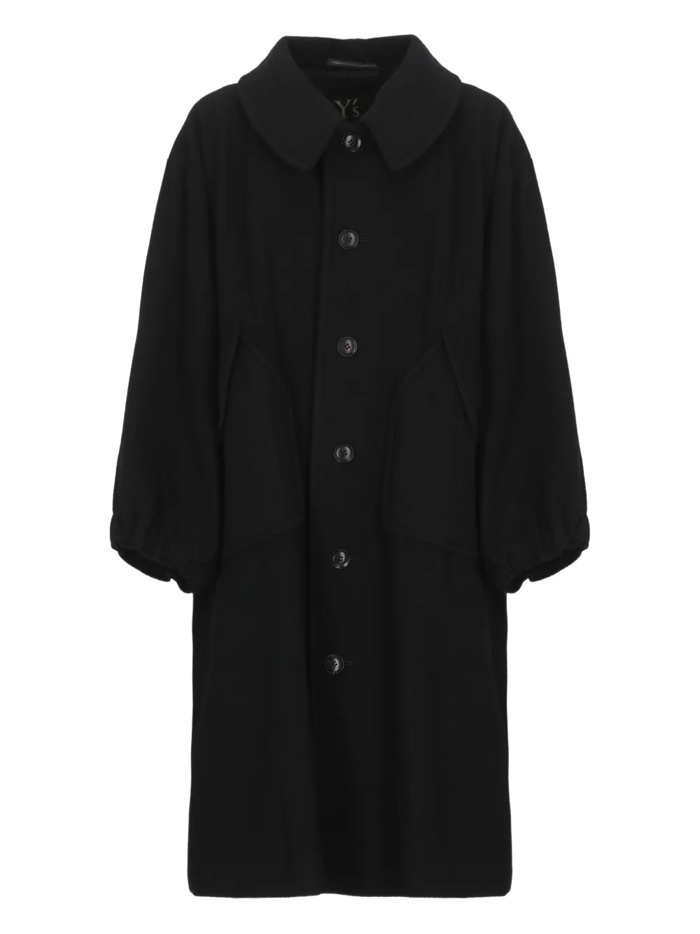 button-fastening flap-pocket coat