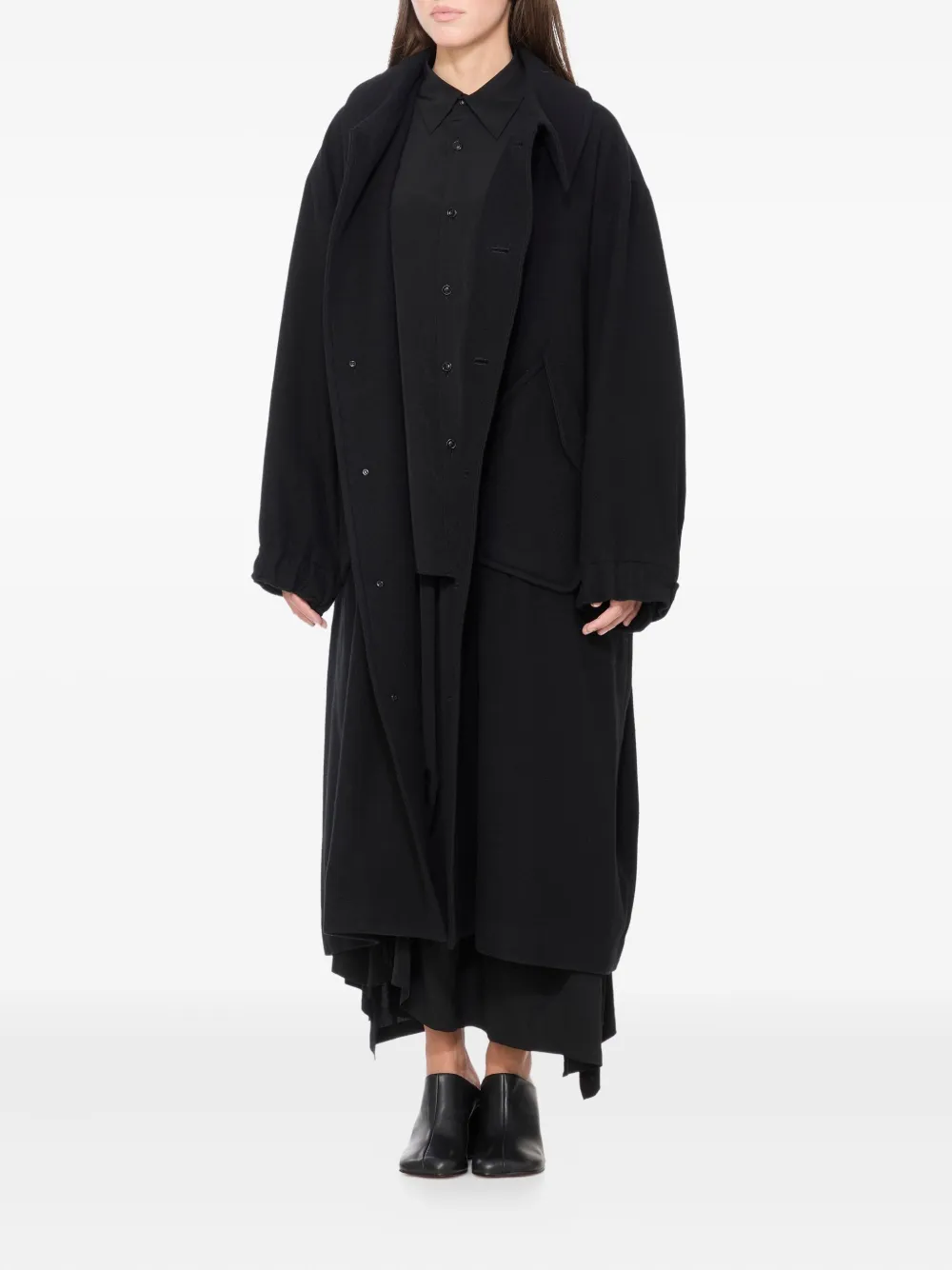 Y's button-fastening flap-pocket coat - Zwart
