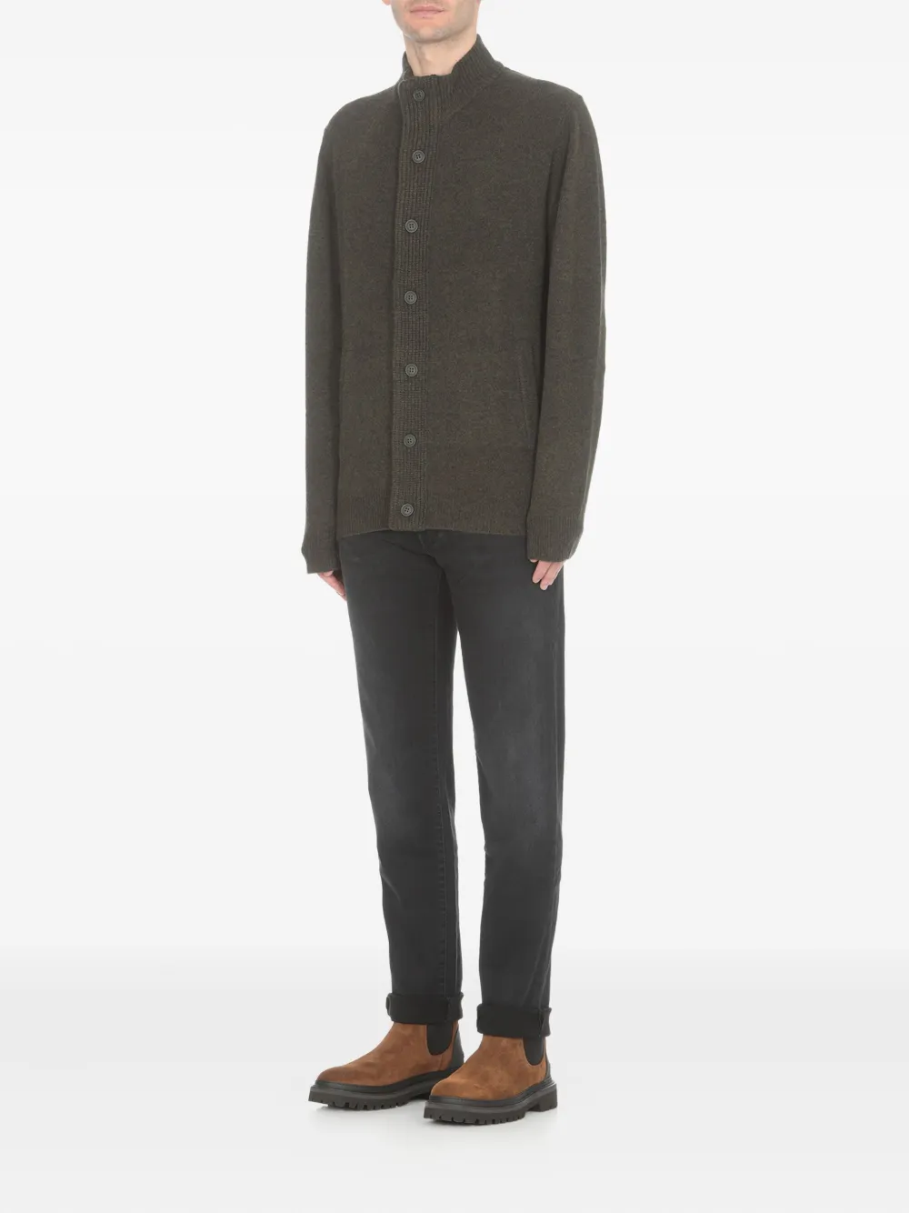 Barbour high-neck wool cardigan Groen