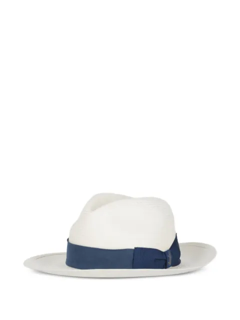 120% Lino straw ribbon-trim hat