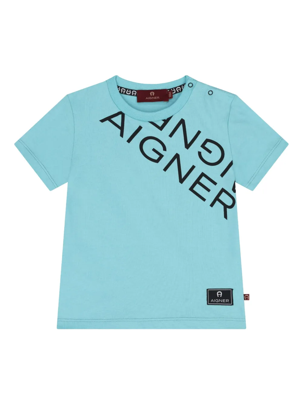 Aigner Kids T-shirt met diagonaal logo Blauw