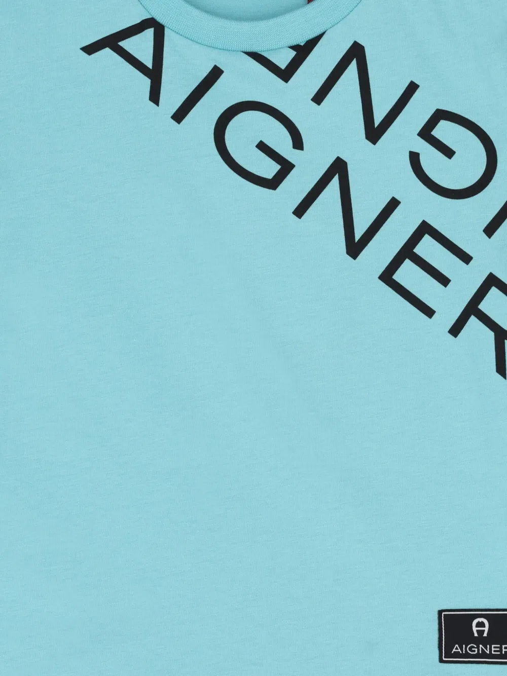 Aigner Kids T-shirt met diagonaal logo Blauw