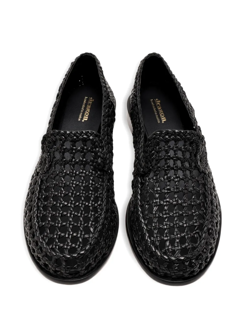 DRAGON DIFFUSION woven leather loafers - Zwart