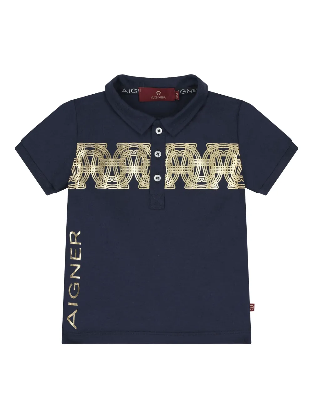 Aigner Kids cotton logo polo shirt Blauw
