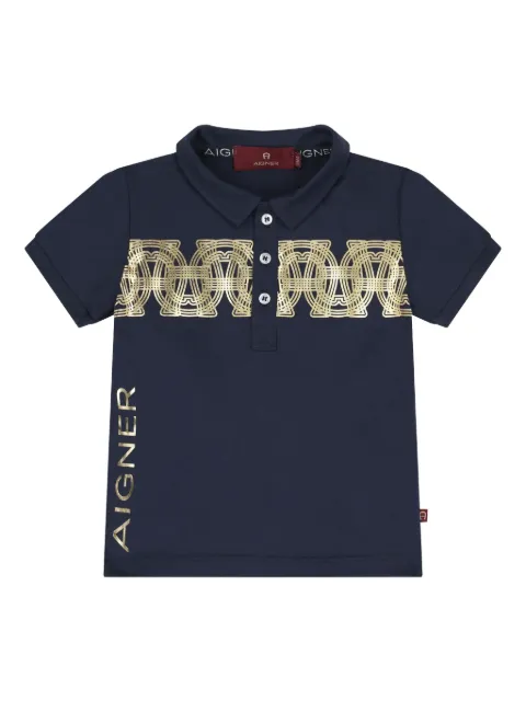 Aigner Kids قميص بولو قطن بشعار الماركة