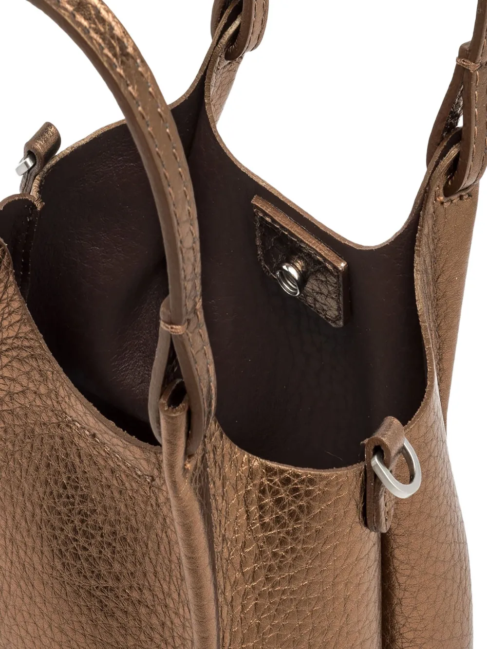 GIANNI CHIARINI Dua metallic-leather top-handle bag - Bruin