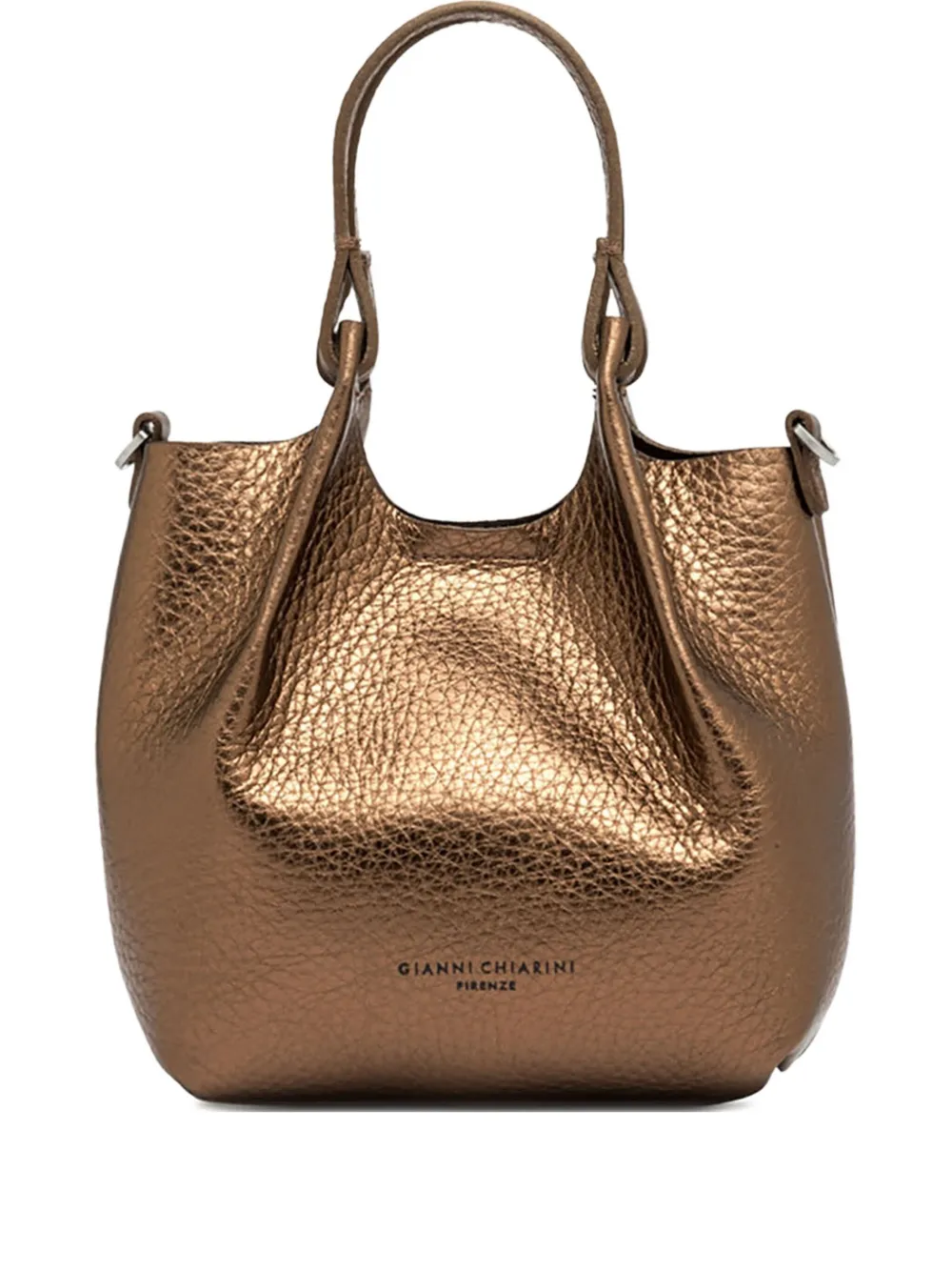 GIANNI CHIARINI Dua metallic-leather top-handle bag Bruin