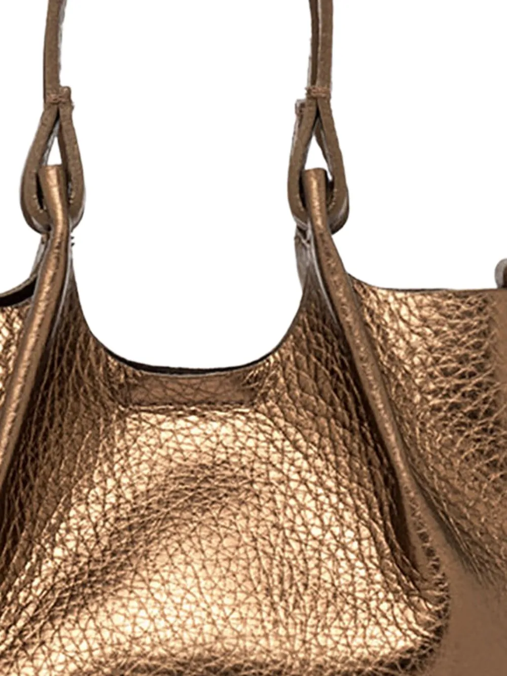 GIANNI CHIARINI Dua metallic leren tas met handgreep Bruin