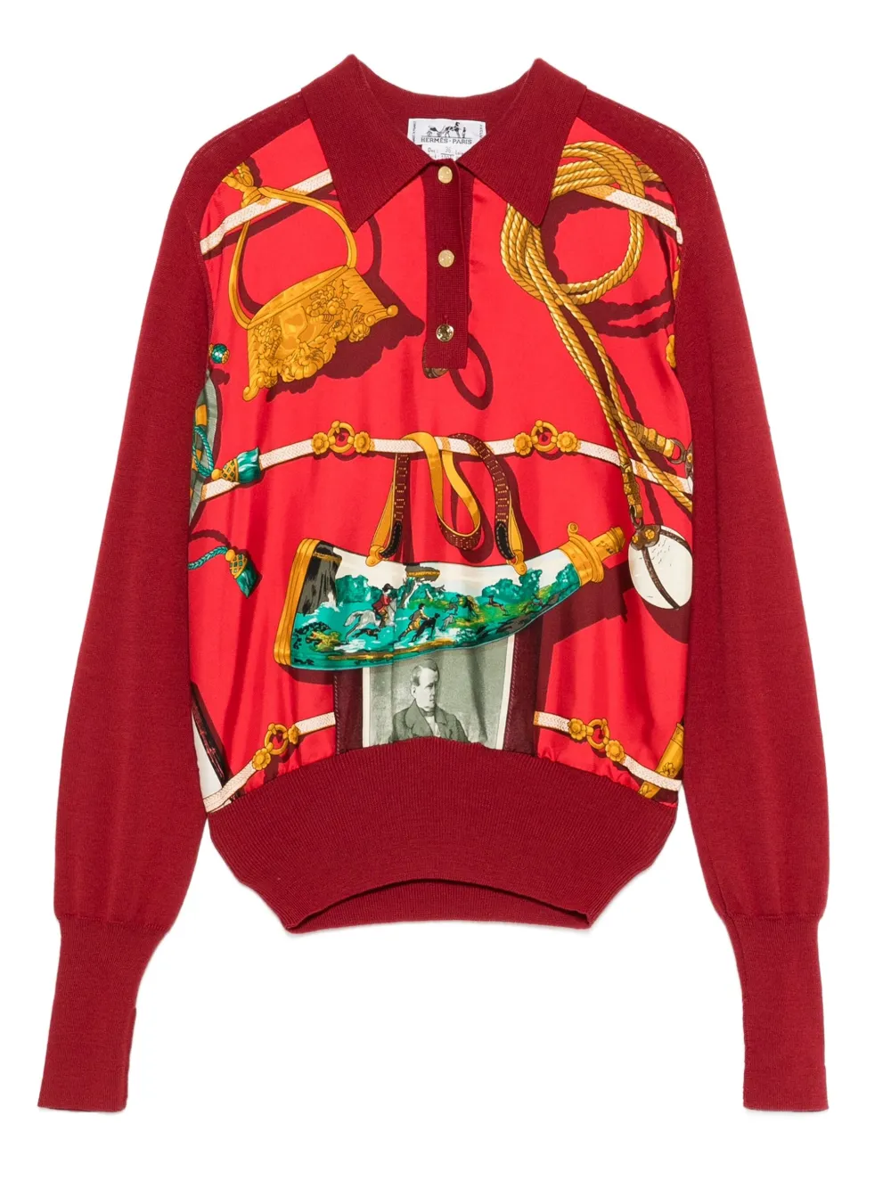 Hermès Pre-Owned 1990s silk equestrian sweater | Red | Image 1