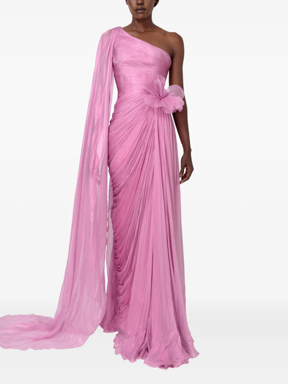 Iris Serban pleated one-shoulder maxi dress - Roze