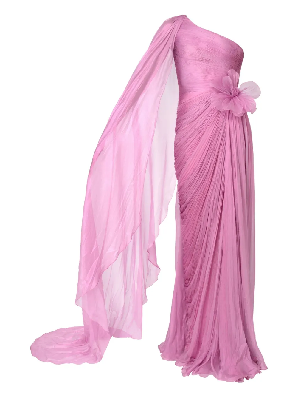 pleated one-shoulder maxi dress