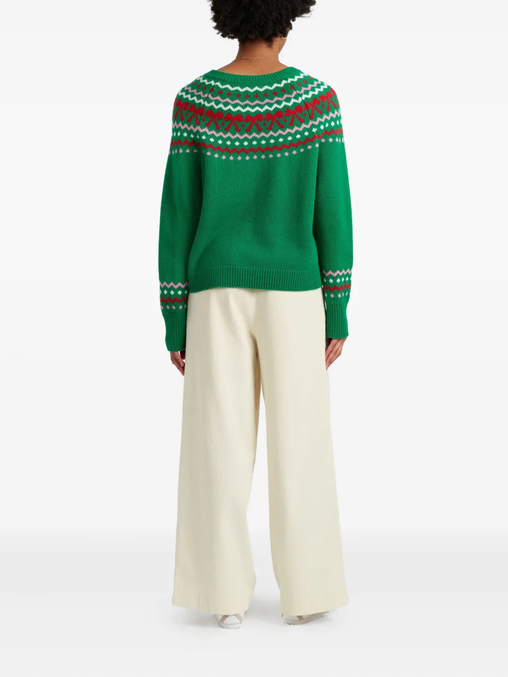 Chinti & Parker Wool-cashmere Bow Fairisle Sweater In Green