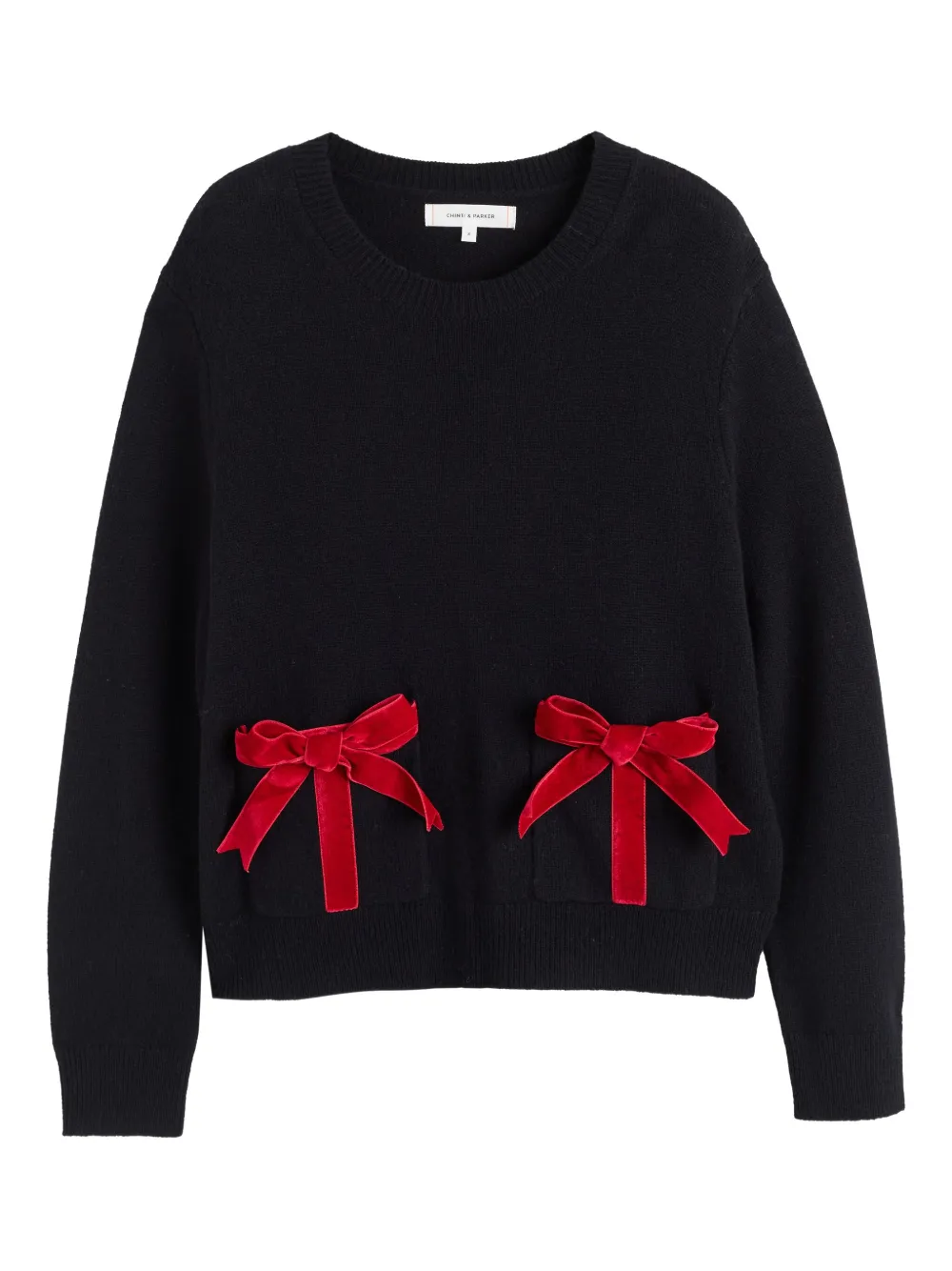 Chinti & Parker ベルベットリボン セーター - ブラック