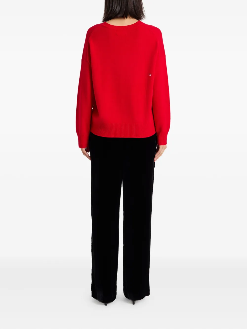 Chinti & Parker Velvet-red Wool-cashmere Tis The Season Sweater In Red