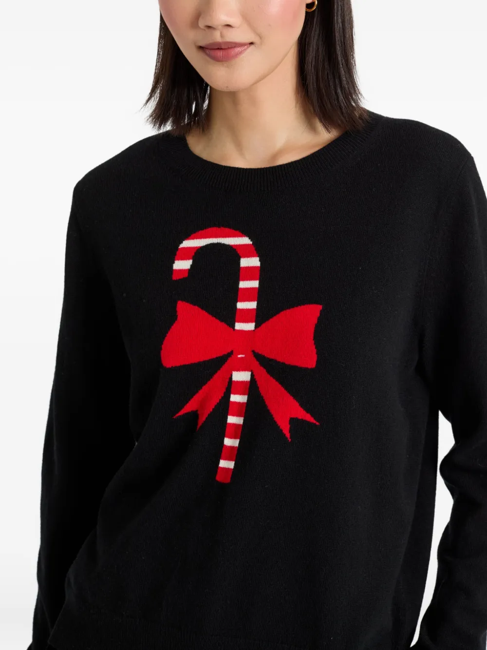 Chinti & Parker Candy-cane Sweater In Black