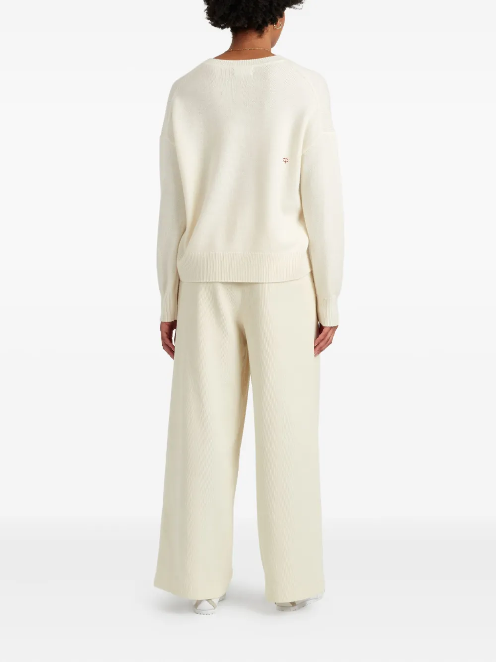 Chinti & Parker Tis The Season Ribbon-embroidered Sweater In White