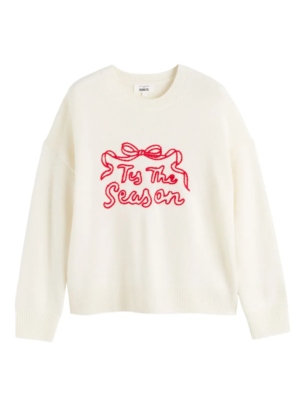 Chinti & Parker Tis The Season Ribbon-embroidered Sweater In White