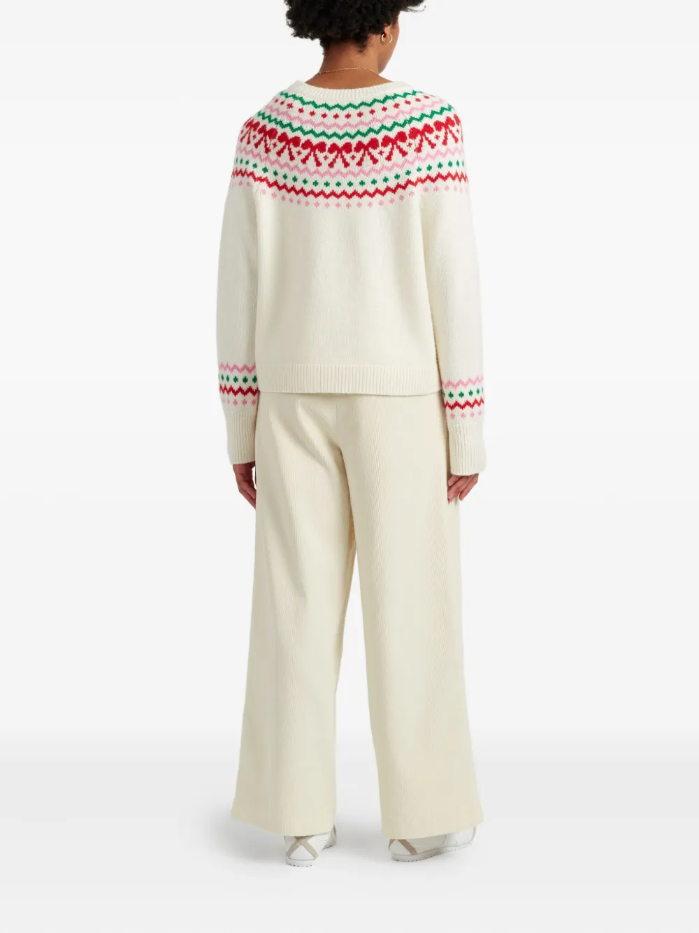 Chinti & Parker Wool-cashmere Bow Fairisle Sweater In Gold