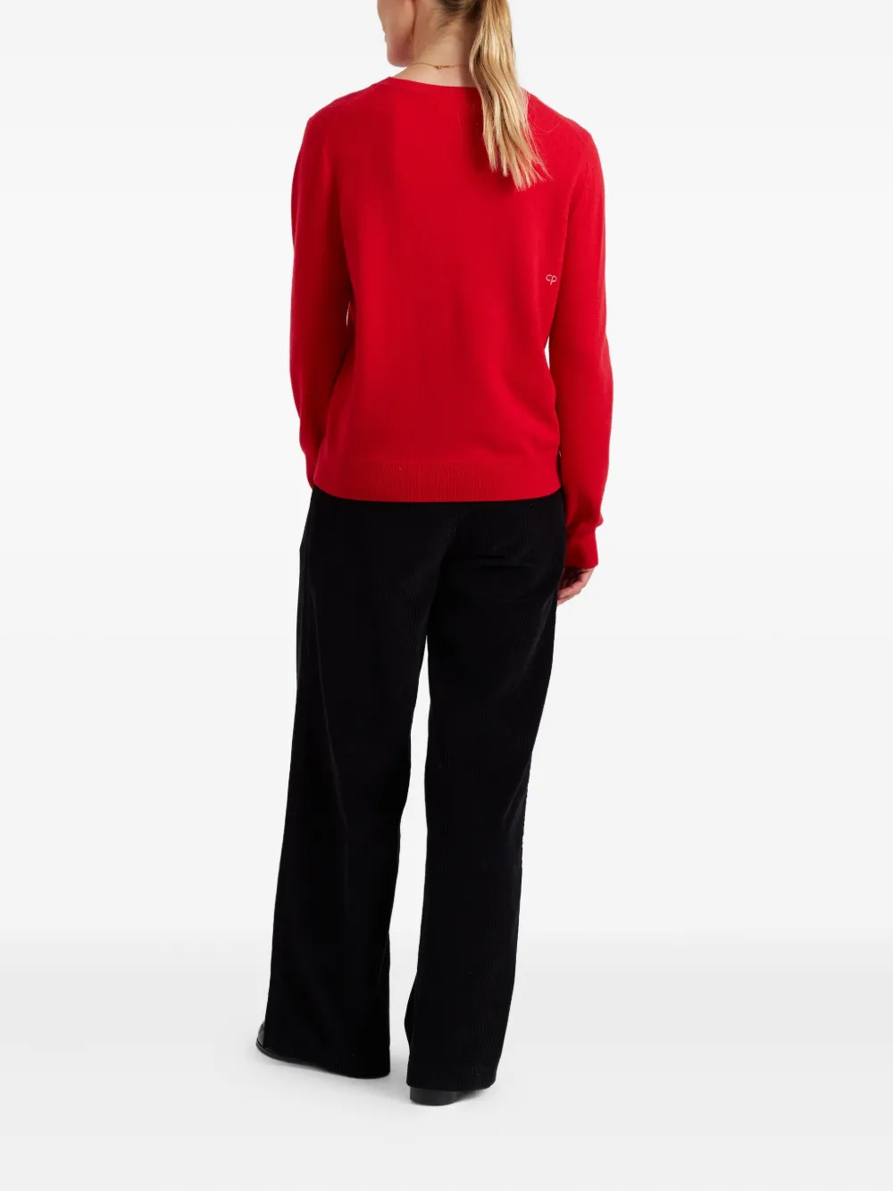 Chinti & Parker Velvet-red Wool-cashmere Candy Cane Sweater In Red