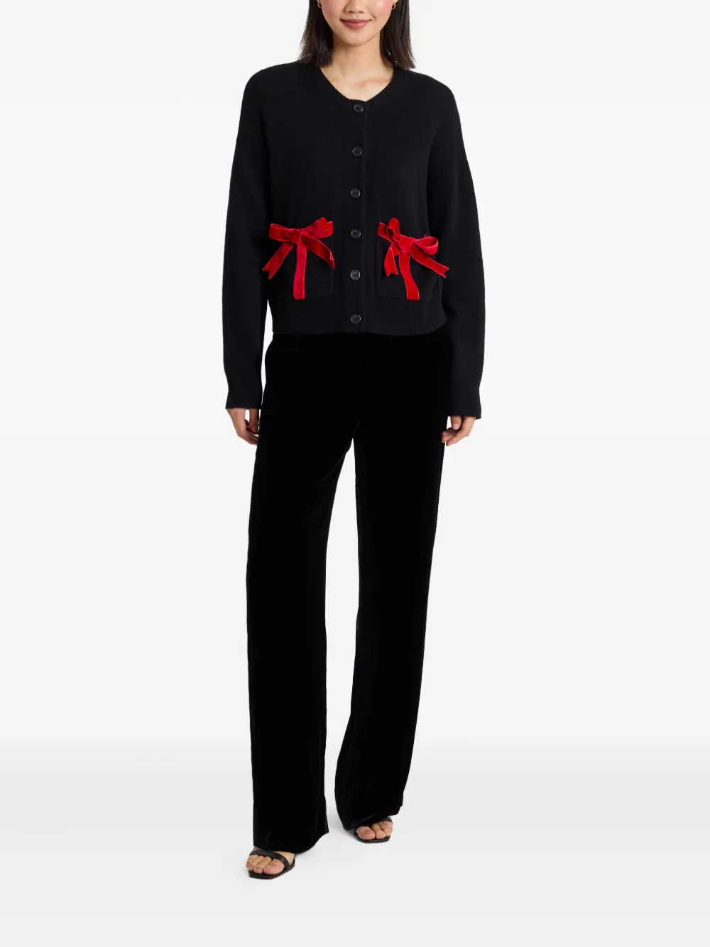 Chinti & Parker Vest met fluwelen strik Zwart