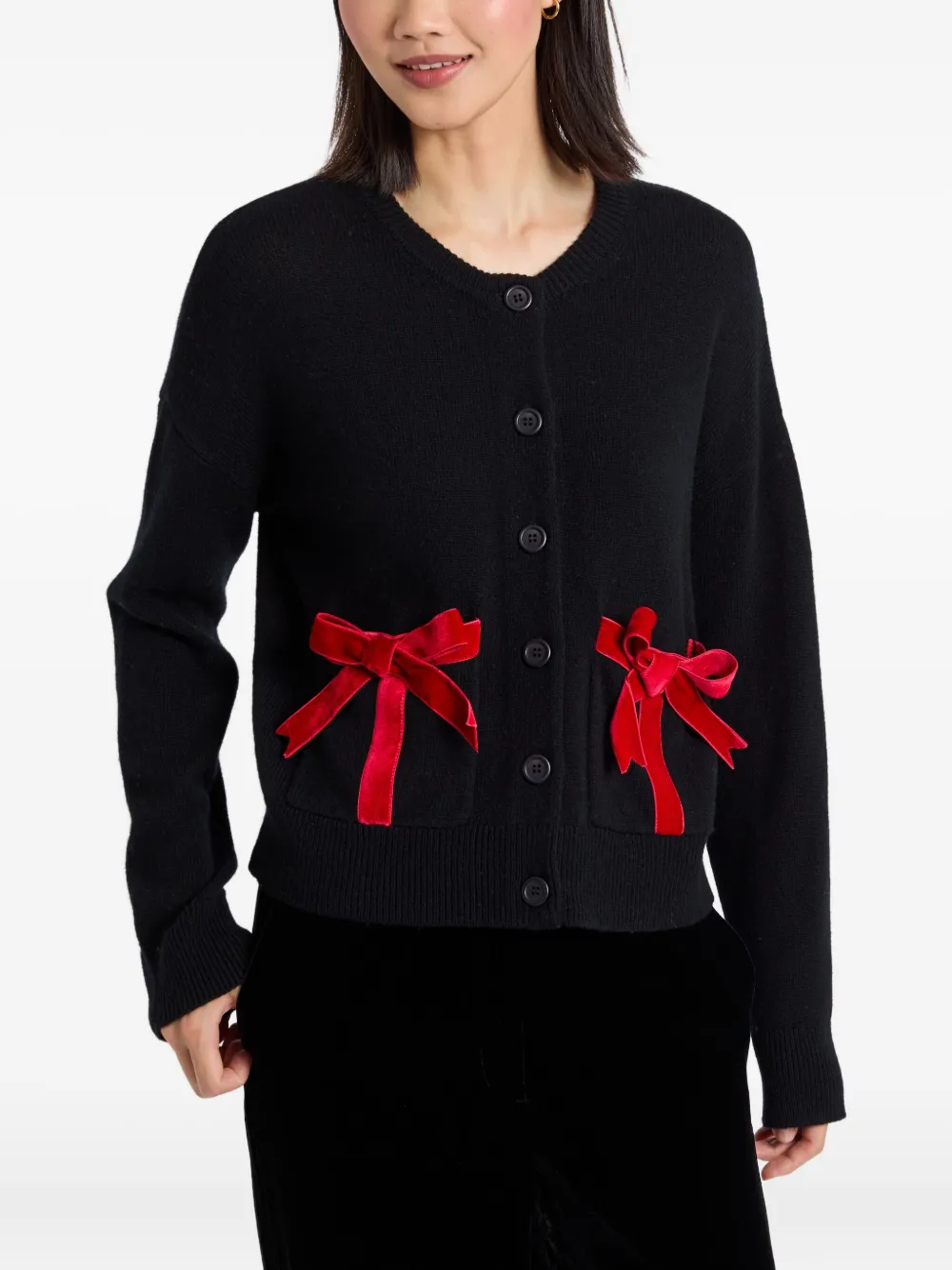 Chinti & Parker Vest met fluwelen strik Zwart