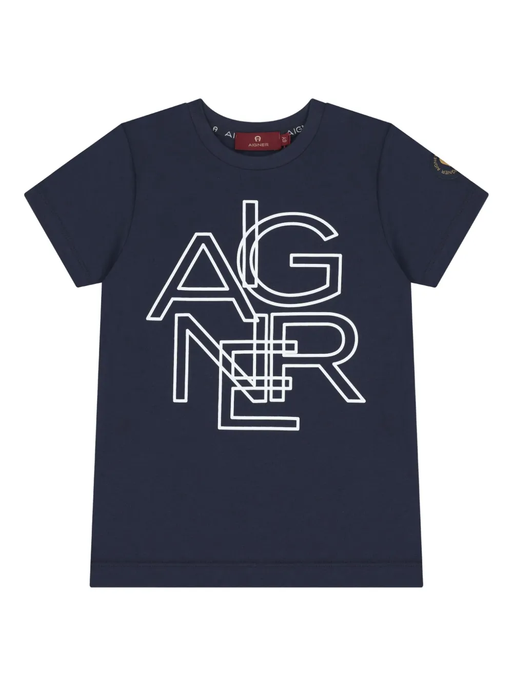 Aigner Kids logo-print cotton T-shirt Blauw
