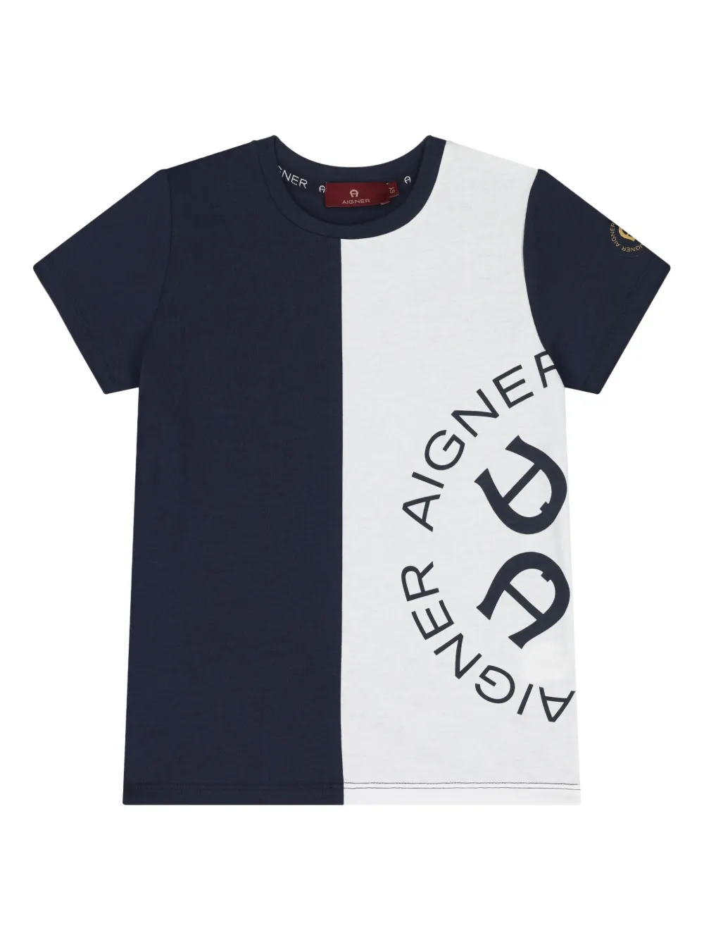 Aigner Kids logo-detail panelled T-shirt Blauw