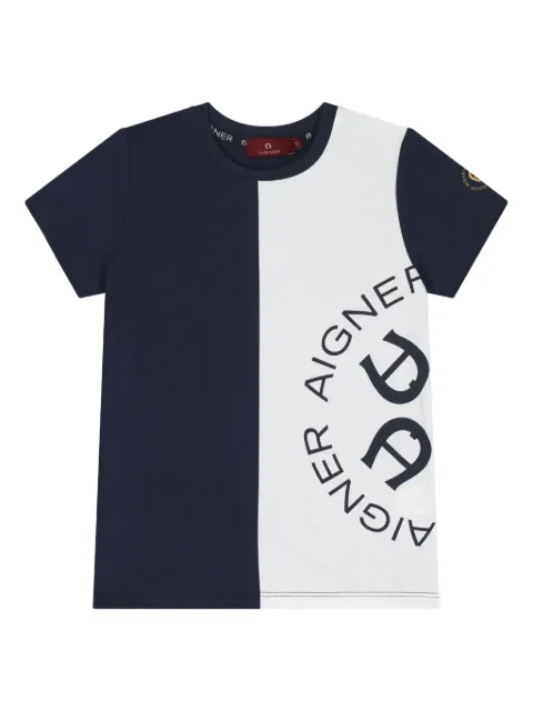 Aigner Kids playera con paneles y detalle del logo