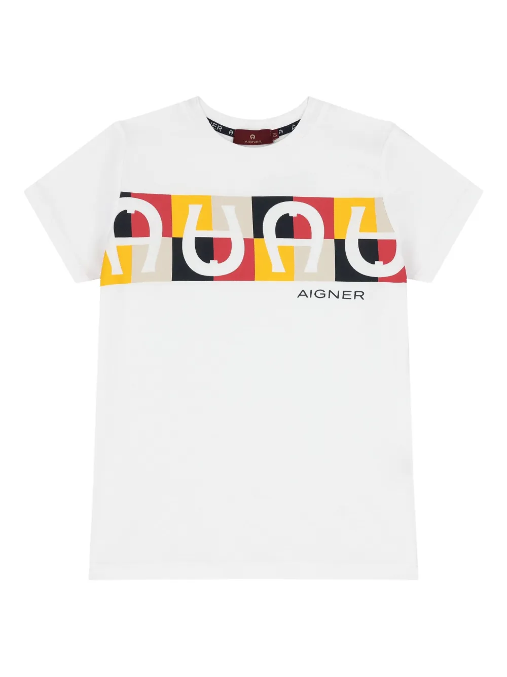 Aigner Kids logo-horseshoe panel T-shirt Wit