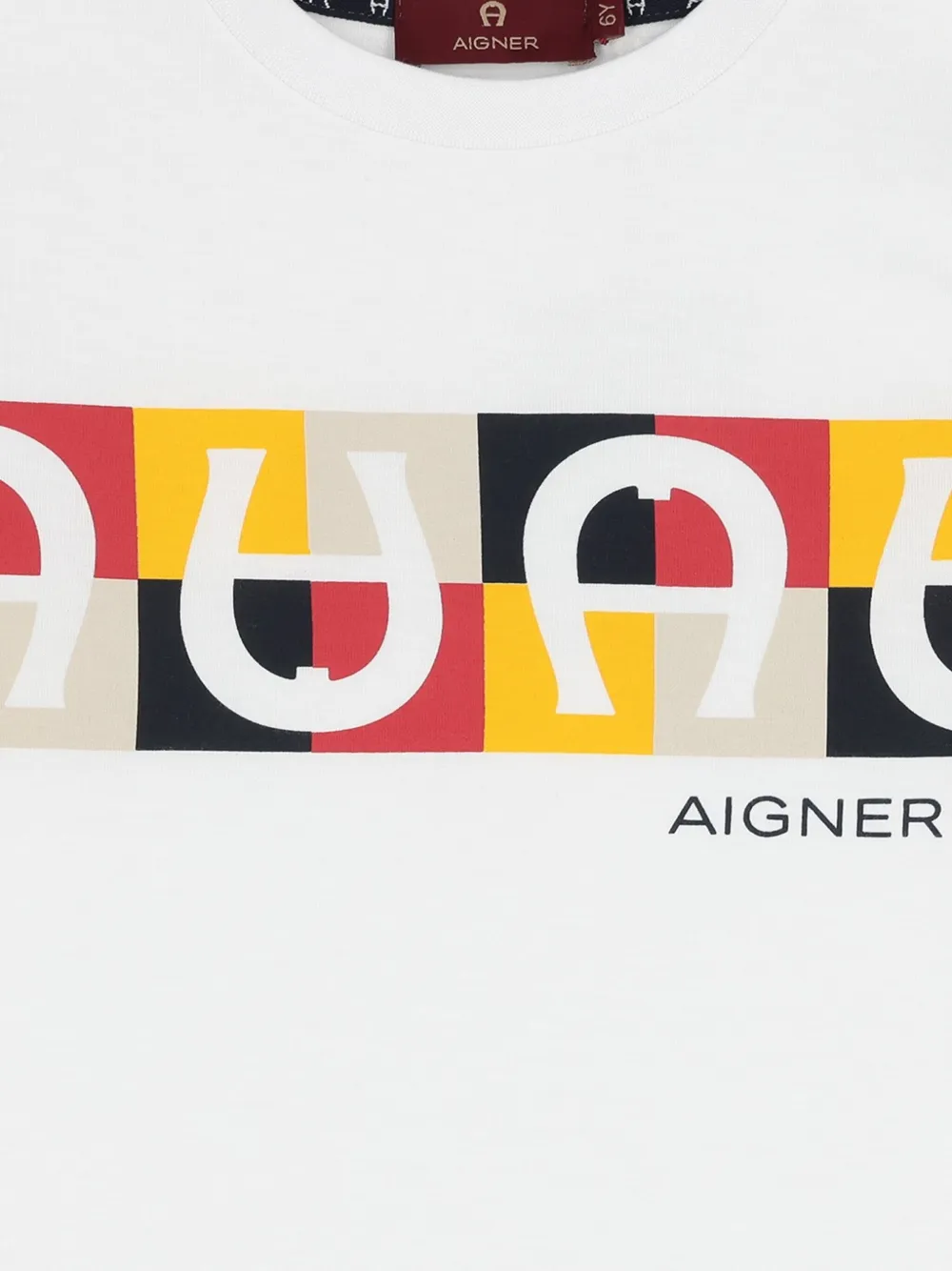 Aigner Kids logo-horseshoe panel T-shirt Wit