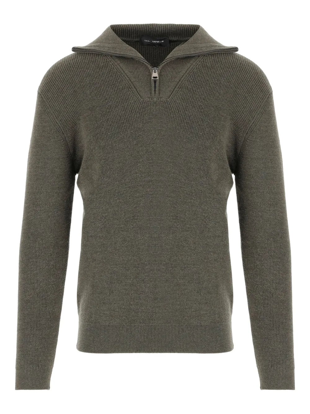 Tagliatore ribbed zip-neck sweater Groen