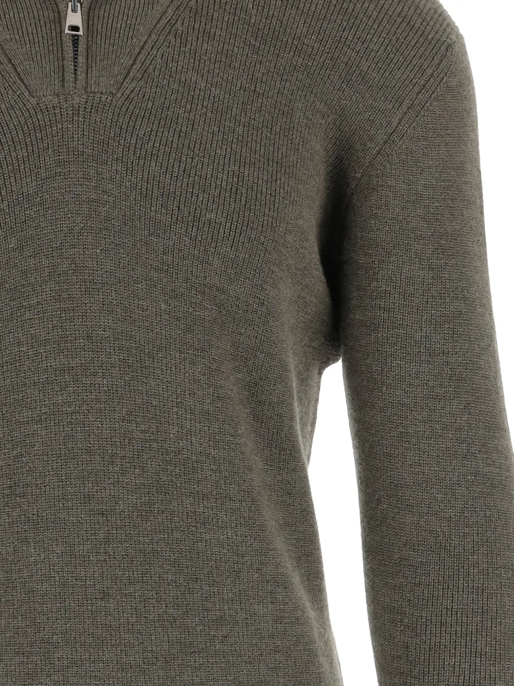 Tagliatore ribbed zip-neck sweater Groen