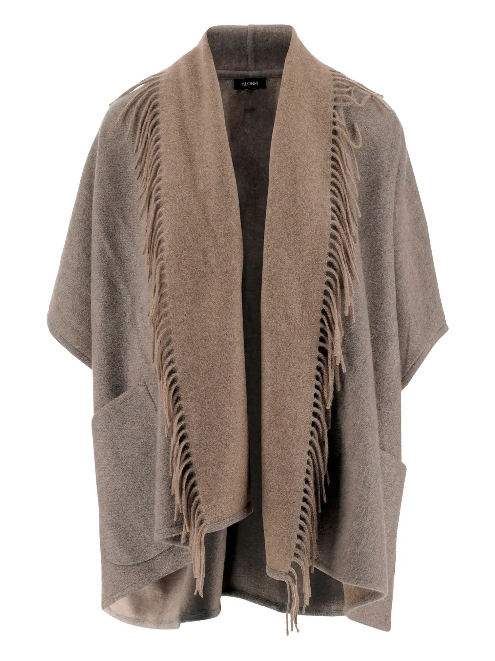 fringe-detail cashmere poncho