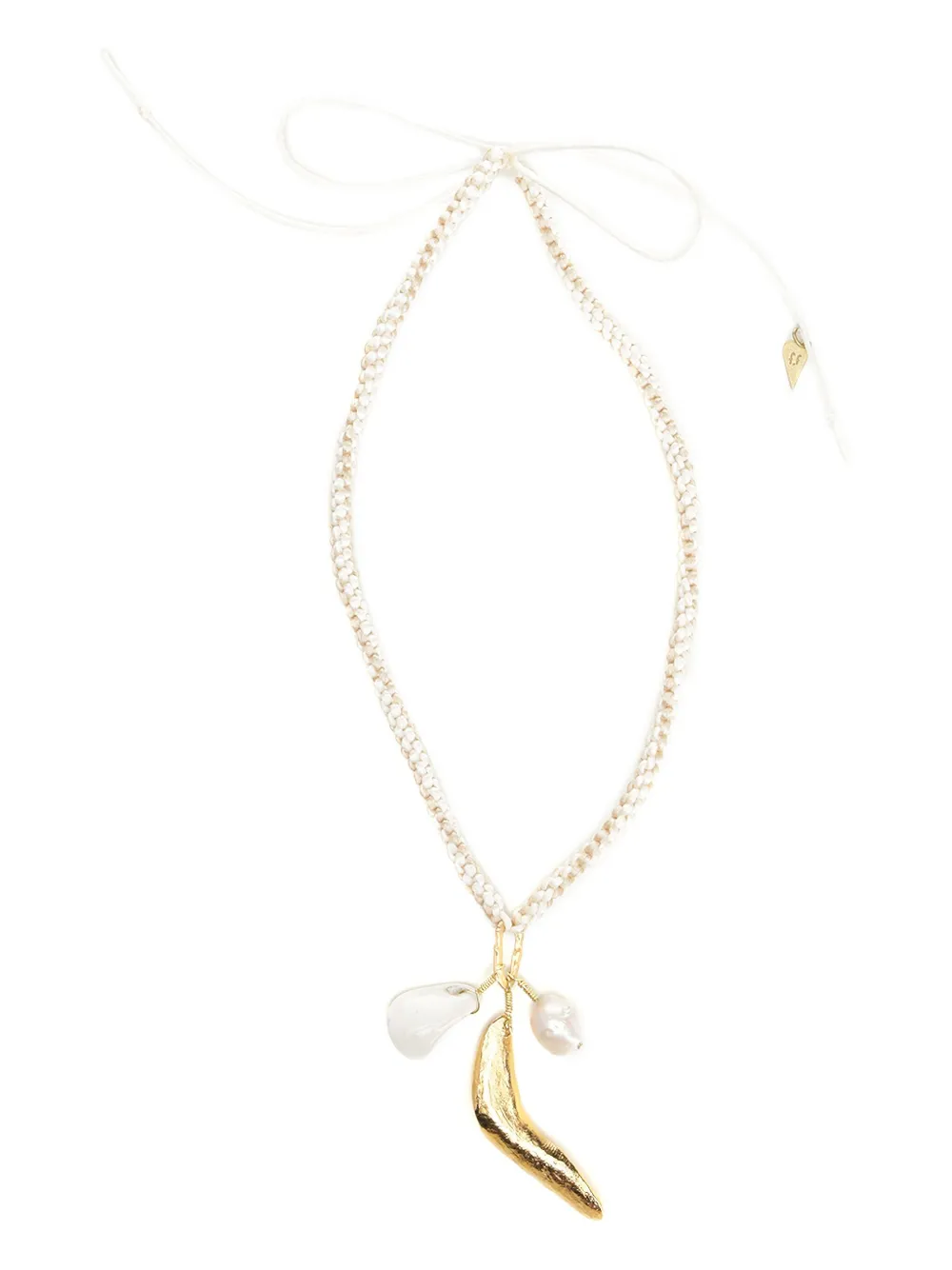 Forte Forte Leaf-charm Pearl-charms Necklace In Gold